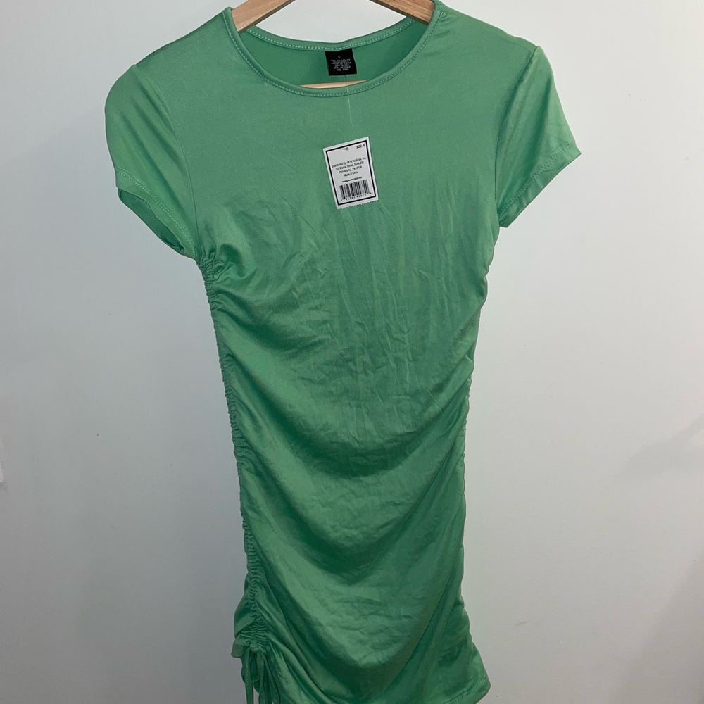 Green Ruched T-Shirt Dress